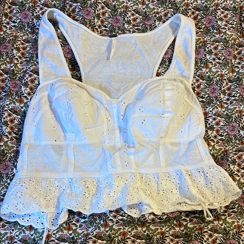 Free People White Eyelet Crop Top